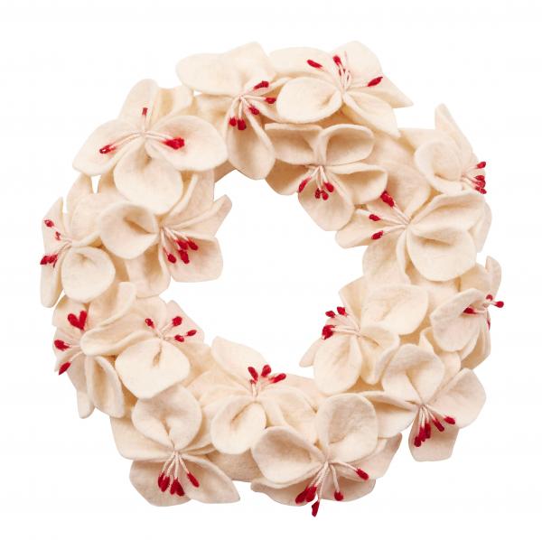 White Amaryllis Felt Wreath (14")