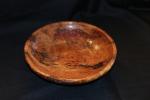 Apple burl bowl with inlayed red mica and resin