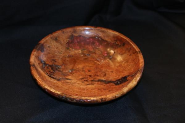 Apple burl bowl with inlayed red mica and resin picture