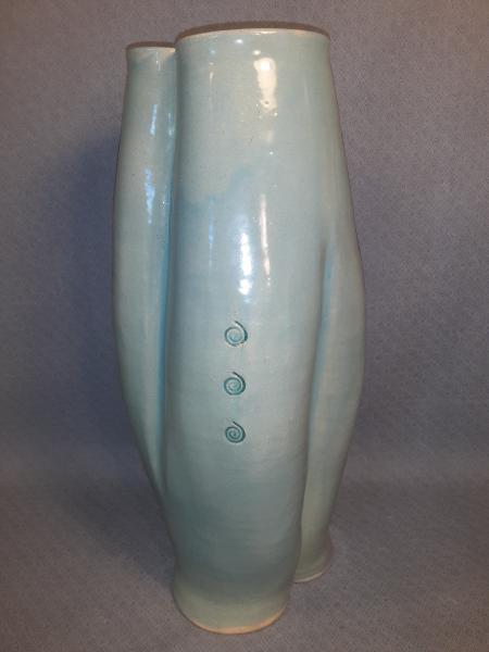 Blown Vase in Blue Green