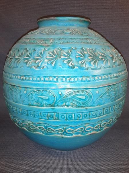 Round All Textured Vase in Deep Aqua picture