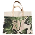 Palm Print Large Canvas Tote - Block Monogram