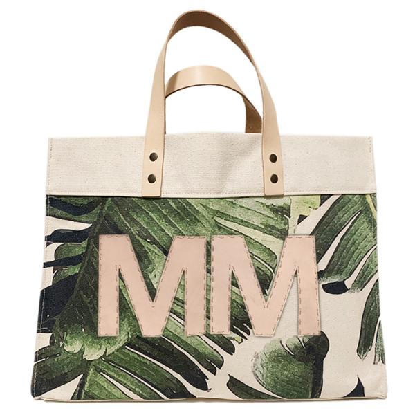 Palm Print Large Canvas Tote - Double Monogram picture