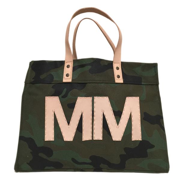 Camo Canvas Large Market Tote - Double Monogram