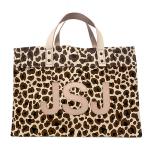 Leopard Canvas Large Market Tote - Triple Monogram