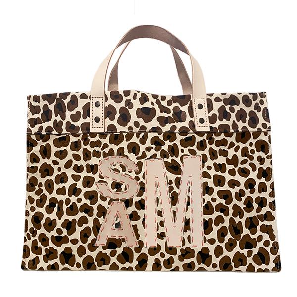 Leopard Canvas Large Market Tote - Block Monogram picture