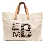 Natural Canvas Large Market Tote - Block Monogram