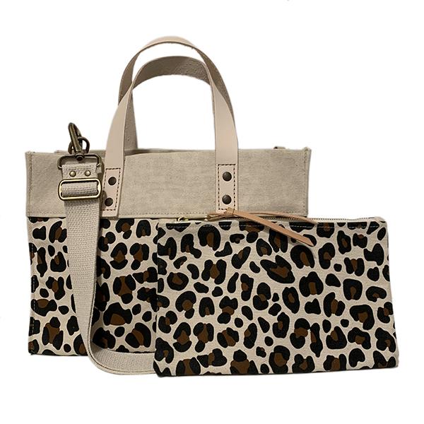 Leopard Canvas Mini Tote & Pouch Set picture