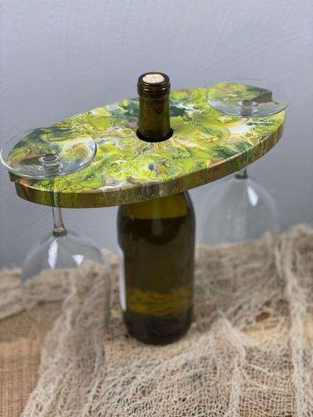 Wine bottle and glass holder picture