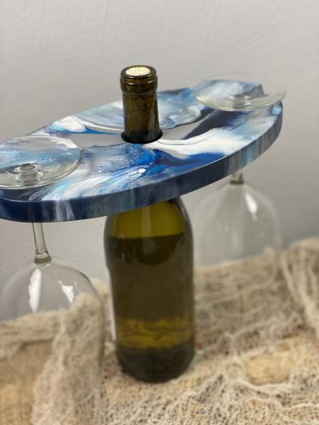 Wine bottle and glass holder picture