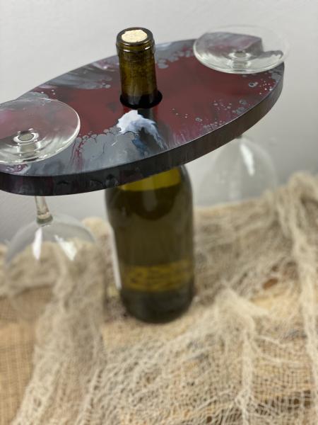 Wine bottle and glass holder picture