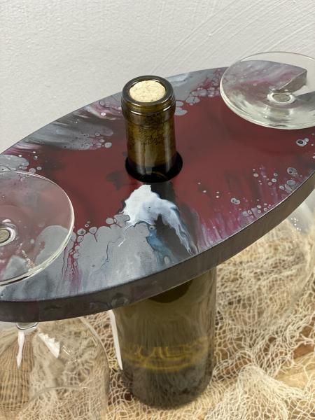 Wine bottle and glass holder picture