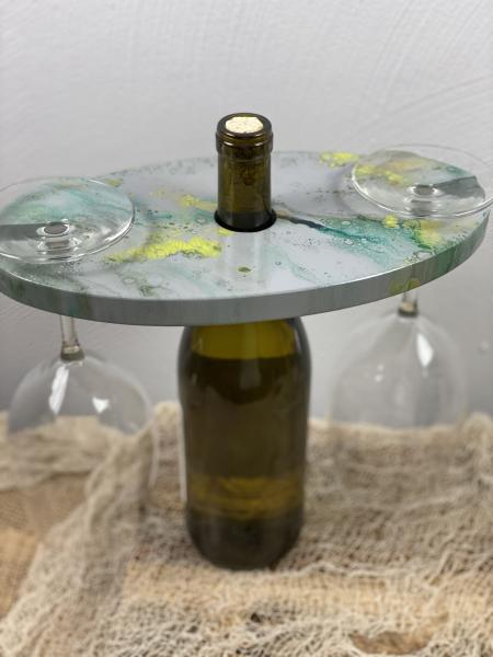 Wine bottle and glass holder picture