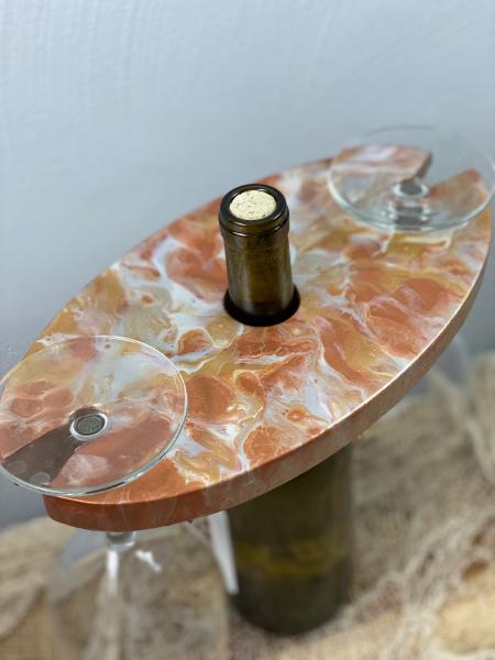 Wine bottle and glass holder picture