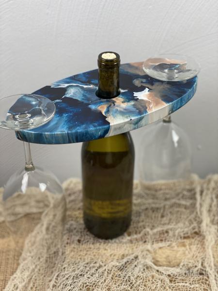 Wine bottle and glass holder picture