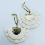 Hanging Raffia Earrings (Ivory)