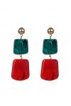 Resin Drop Earring - Red & Green