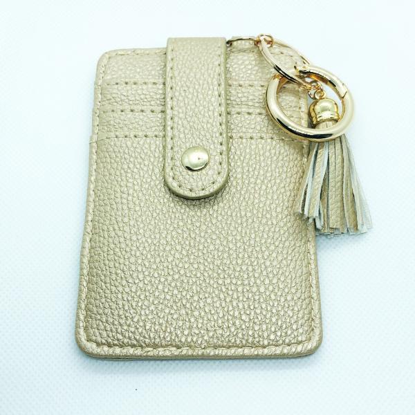 Card Holder Keychain with Tassel- Champagne picture