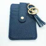 Card Holder Keychain with Tassel- Navy