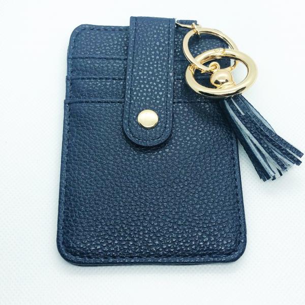 Card Holder Keychain with Tassel- Navy picture