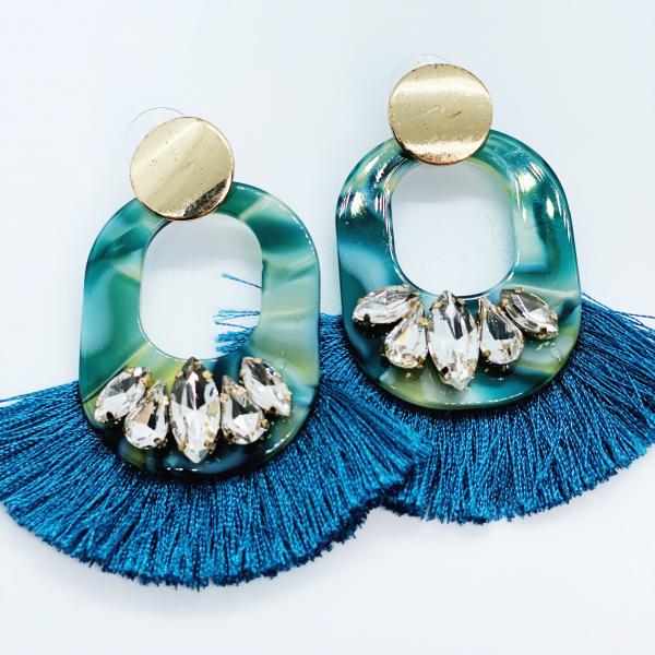 Blue Tortoise Tassel Earrings picture