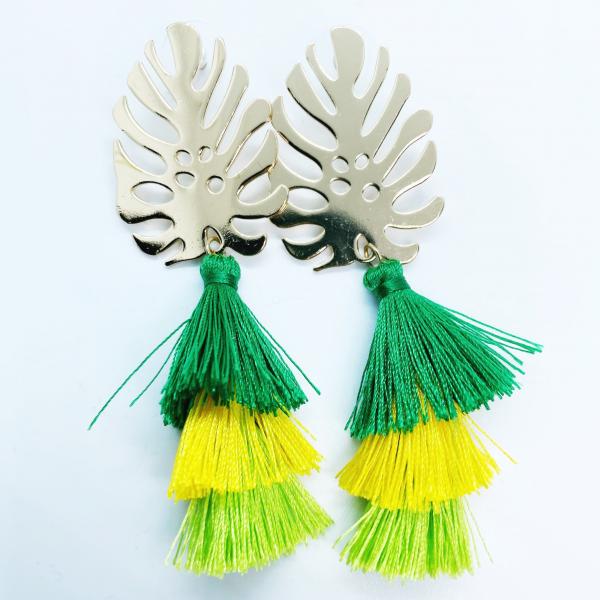 Tassel Monstera Earrings