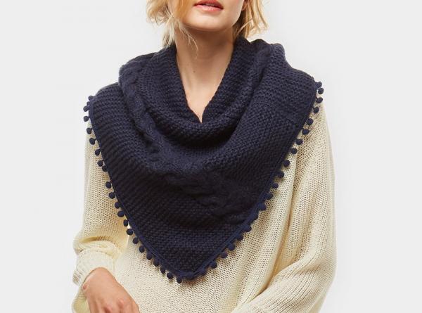 Pom Pom Infinity Scarf (Navy) picture