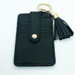 Card Holder Keychain with Tassel- Black