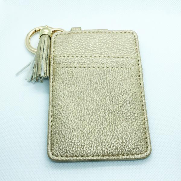 Card Holder Keychain with Tassel- Champagne picture