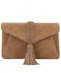 Tassel Clutch- Taupe