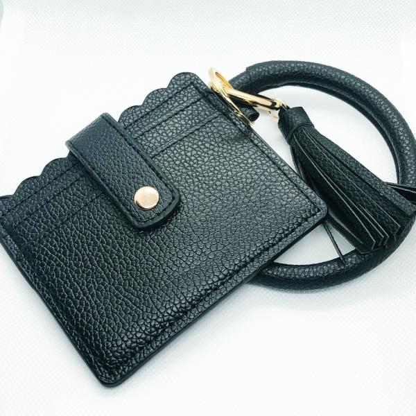 Card Holder & Bracelet Keychain- Black picture