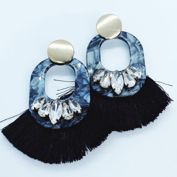 Black Tortoise Tassel Earrings picture