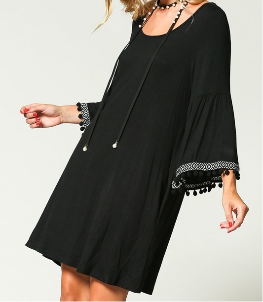 Pom Sleeve Dress w/ Pockets picture