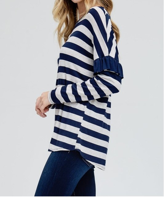 Striped Ruffle Sleeve Top picture