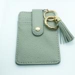 Card Holder Keychain with Tassel- Grey