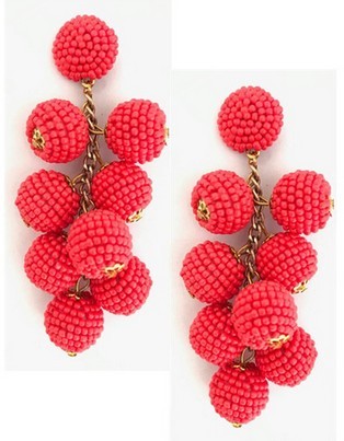 Beaded Ball Statement Earrings - Red picture