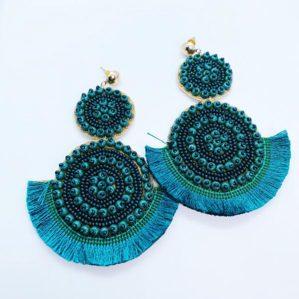 Deep Teal Statement Earrings picture