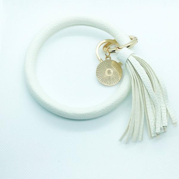 Tassel Bracelet Keychain- White picture