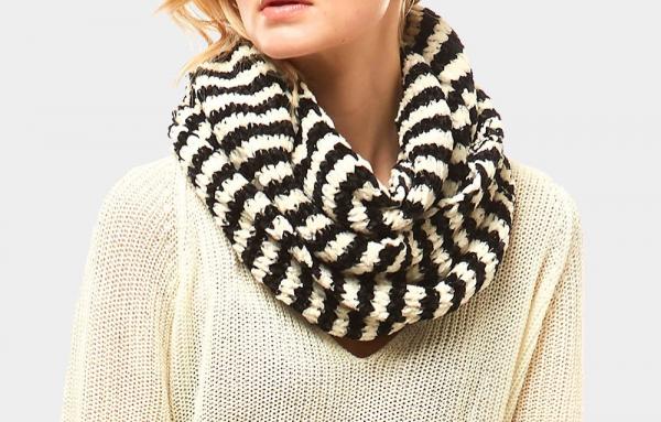 Striped Chenille Infinity Scarf