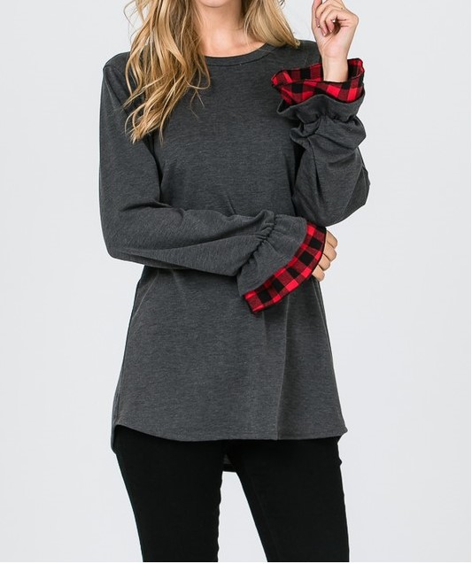 Plaid Cuff Top