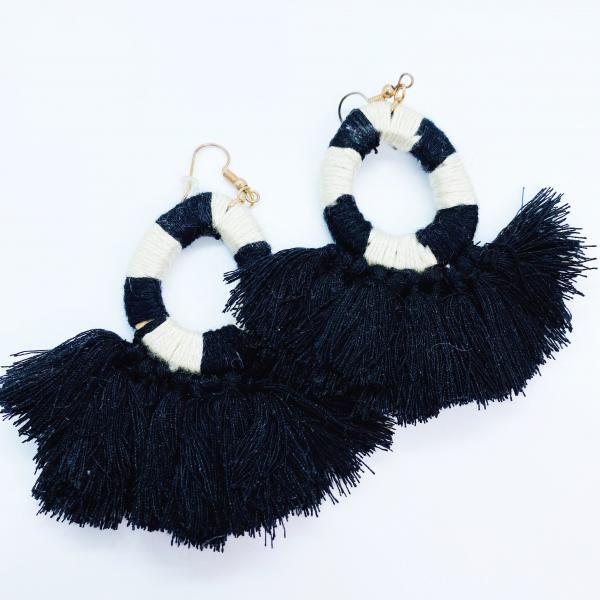 Striped Tassel Earrings