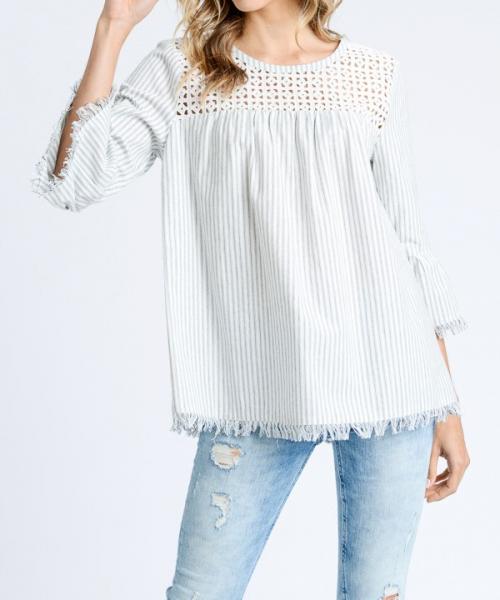 Frayed Eyelet Top