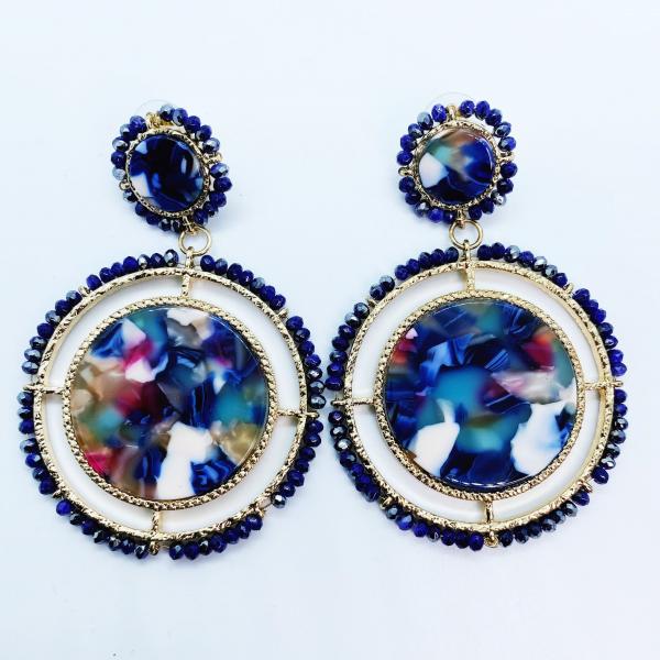 Acrylic Seed Bead Earrings (Navy) picture