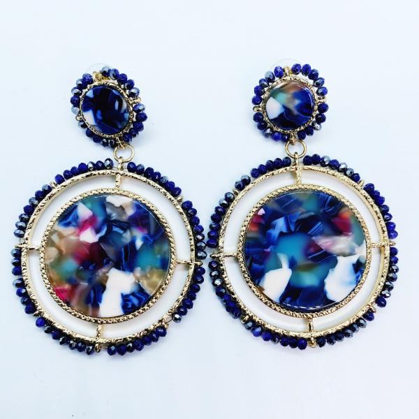 Acrylic Seed Bead Earrings (Navy)