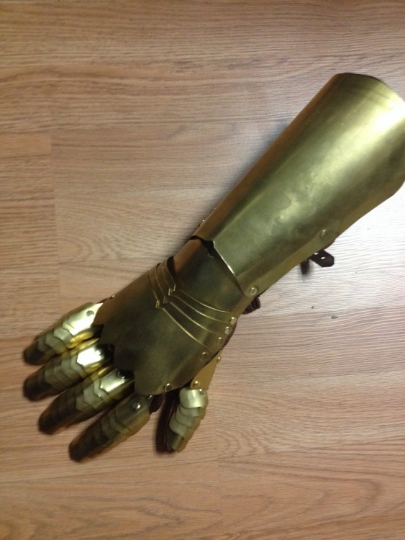22g Brass Gaunlet with hinged vambrace - Pair of Gauntlets
