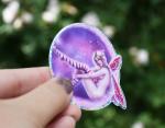 Peppermint Moon Pin Up Fairy Glitter Vinyl Die Cut Sticker