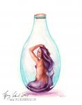 Purple Bottle Mermaid - Watercolors