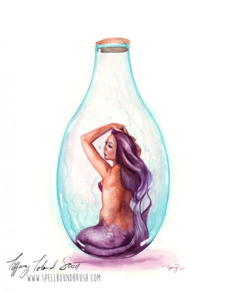 Purple Bottle Mermaid - Watercolors picture