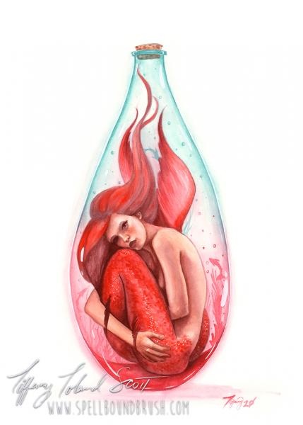 Print - Red Bottle Mermaid picture