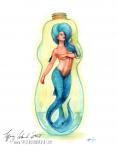 Blue Bottle Mermaid - Watercolors